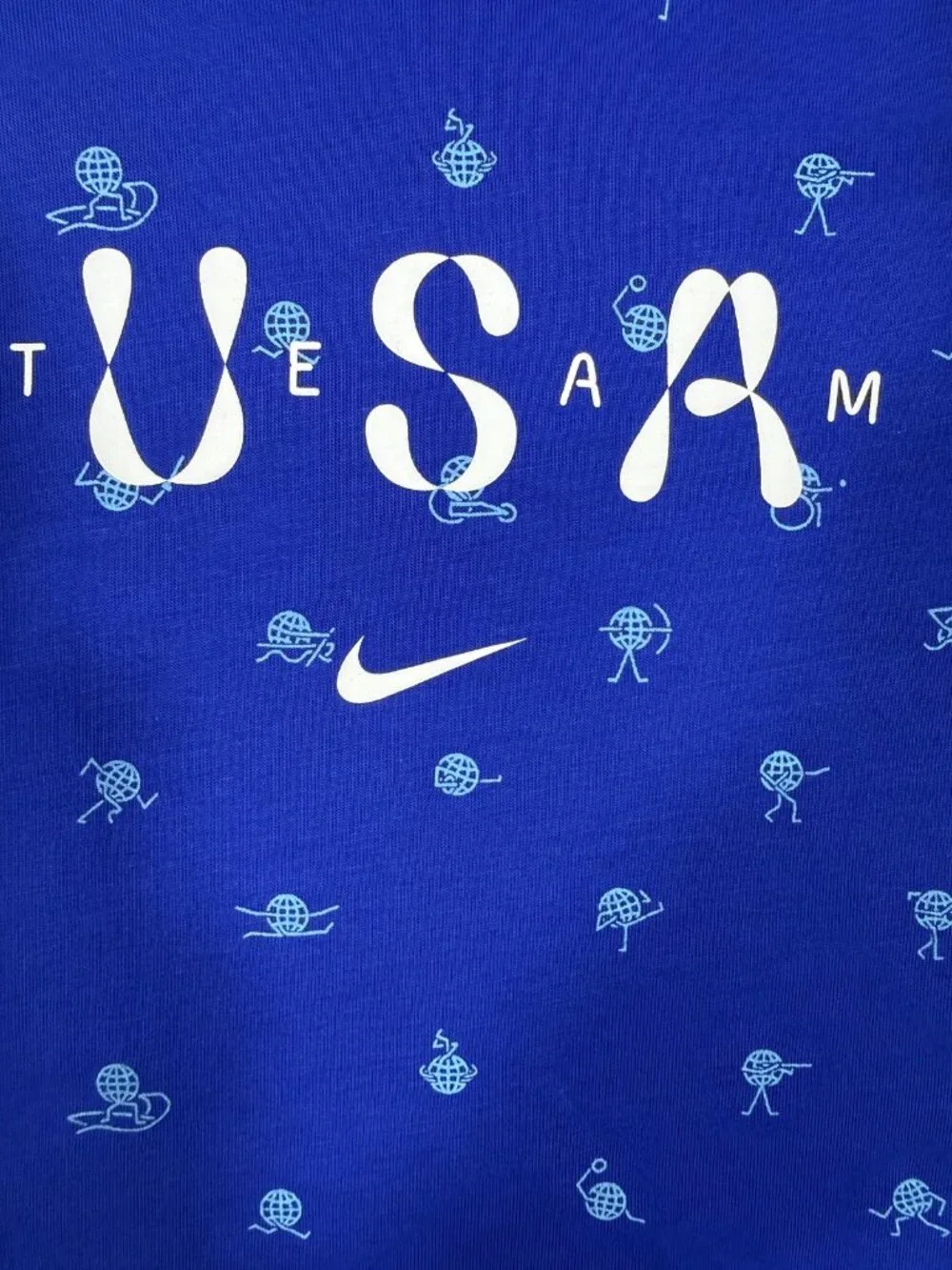 New USA Shirt Women's Medium Blue Olympic Team Nike 100% Cotton Graphic Tank Tee
